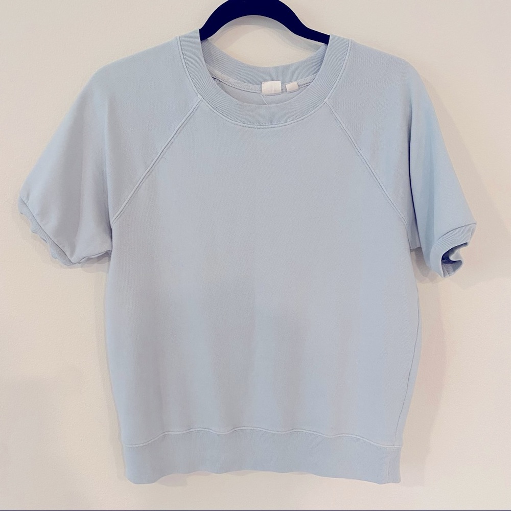 GAP Light Green-Blue Elbow-Length Sleeve Sweatshirt Size S